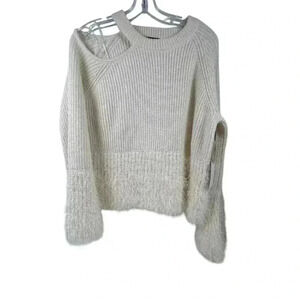 1.STATE Women's Crossback Pullover Sweater White Size M Long Sleeve